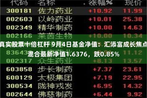 真实股票十倍杠杆 9月4日基金净值：汇添富成长焦点混合最新净值1.6376，跌0.85%