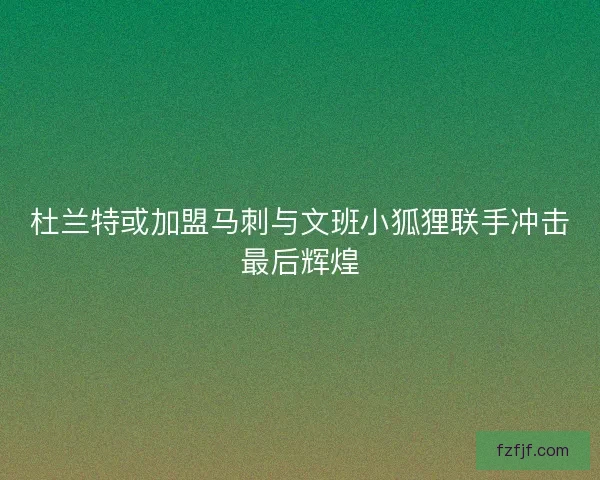 杜兰特或加盟马刺与文班小狐狸联手冲击最后辉煌