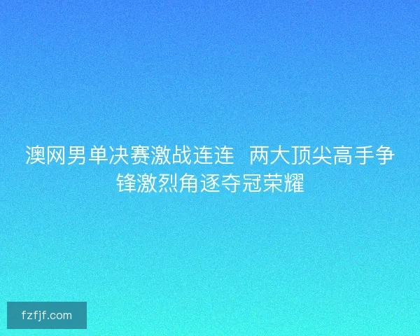 澳网男单决赛激战连连  两大顶尖高手争锋激烈角逐夺冠荣耀