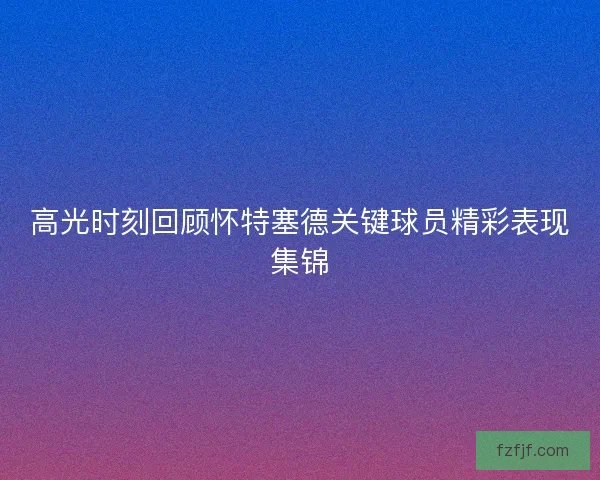 高光时刻回顾怀特塞德关键球员精彩表现集锦
