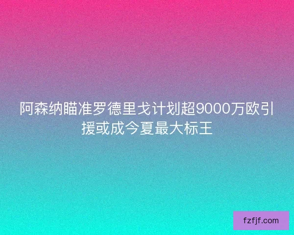 阿森纳瞄准罗德里戈计划超9000万欧引援或成今夏最大标王 阿森纳瞄准罗德里戈计划超9000万欧引援或成今夏最大标王